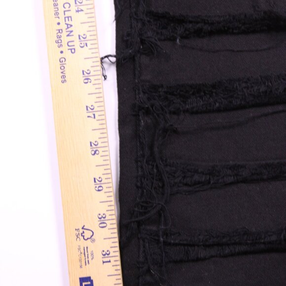 0229-Black Shredded Skinny Jeans – Kids Long Fit, Edgy Streetwear Style - Picture 4 of 9